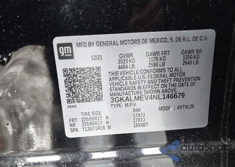 2022 GMC Terrain Fwd Sle z USA, uszkodzony, nr VIN 3GKALMEV4NL146679